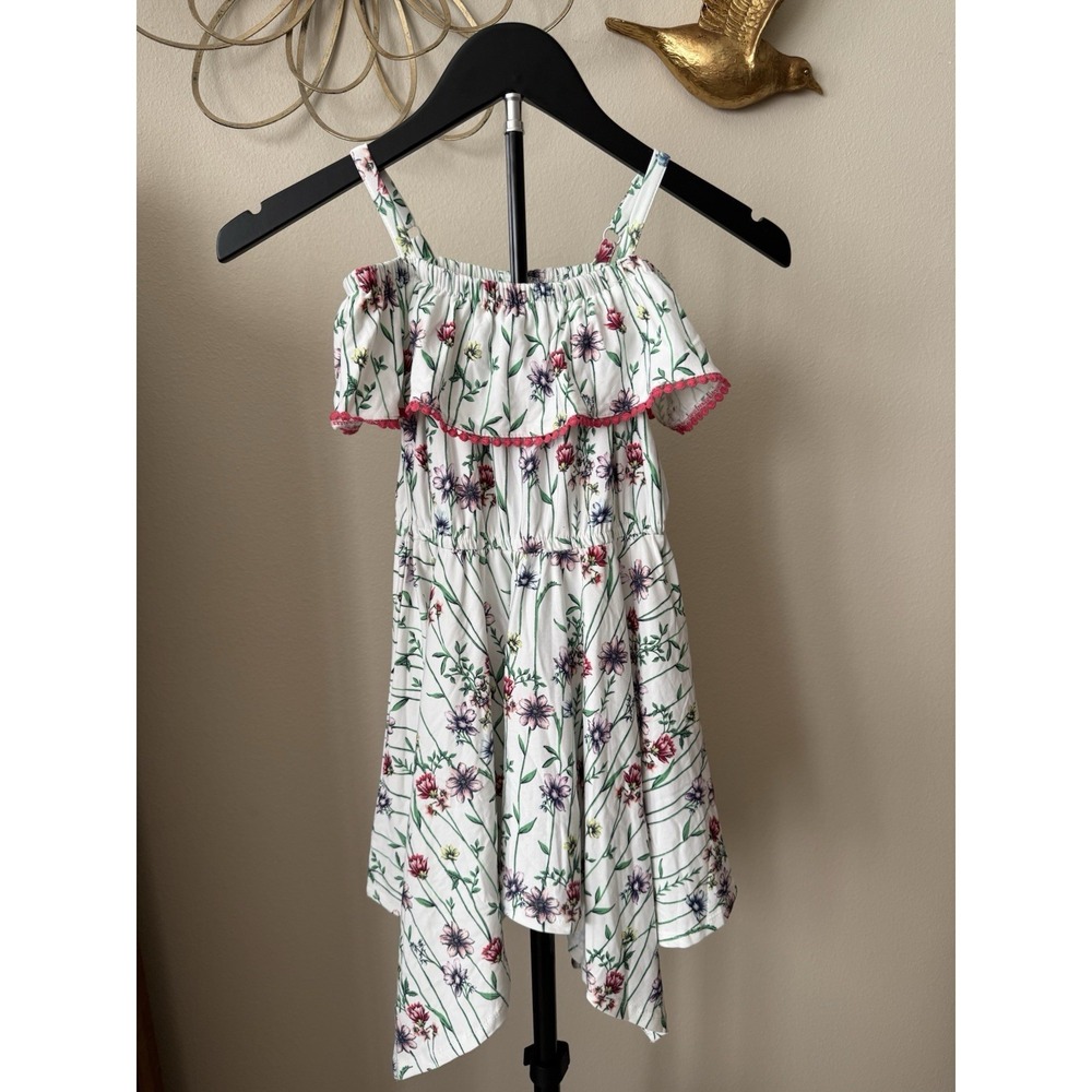 BCBG Girls Floral Off Shoulder Dress XS 5/6 NWT Ruffle Spring Party Dress